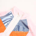 Girl's shiny foil colour block jacket